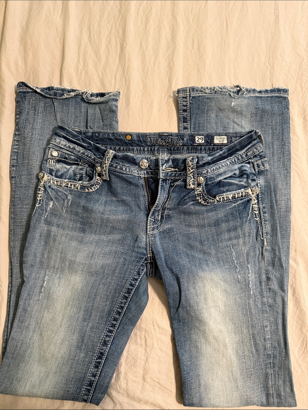 Miss Me Women's Light Blue Distressed Boot Cut Jeans